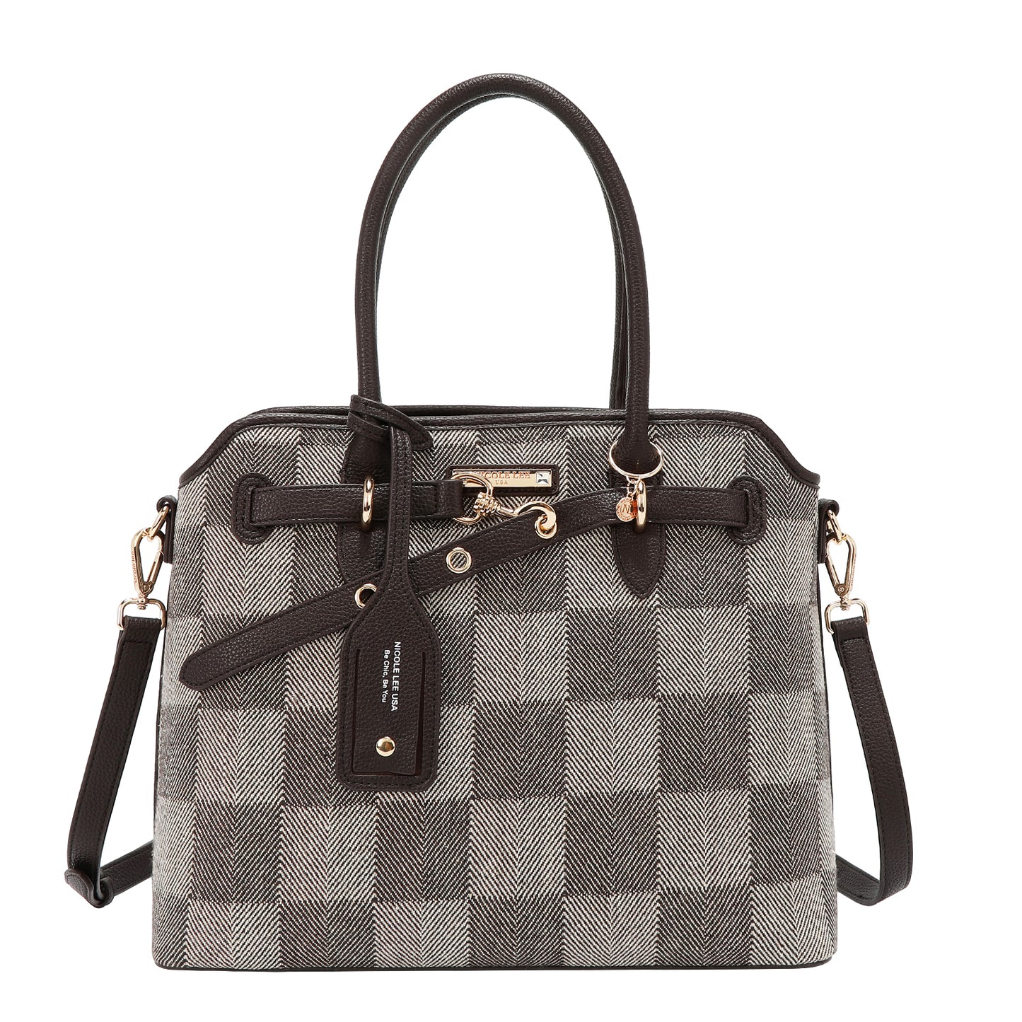 CHIC CHECK TOTE BAG P 17521 LIGHT BROWN / BROWN