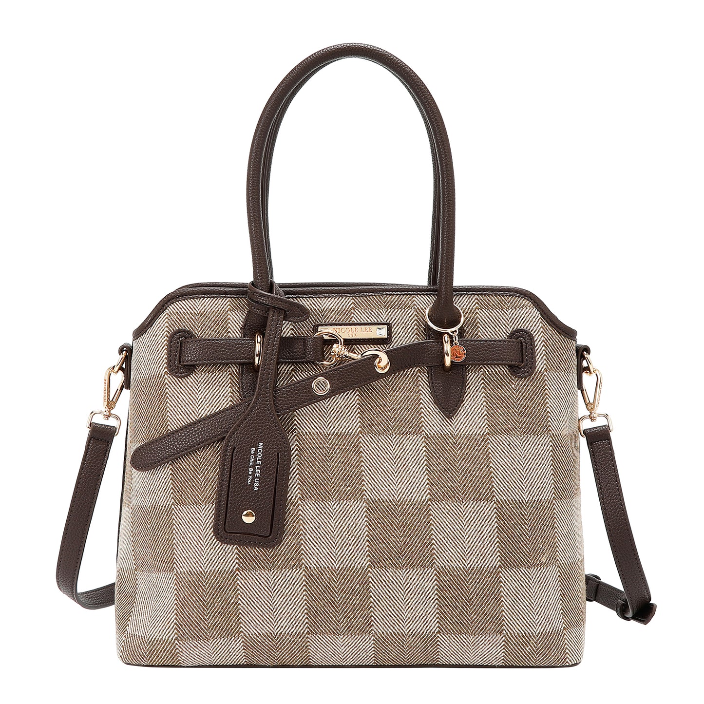 CHIC CHECK TOTE BAG P 17521 LIGHT BROWN / BROWN