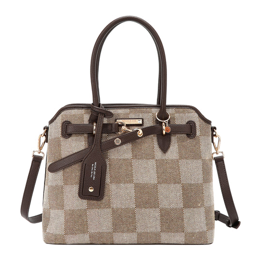 CHIC CHECK TOTE BAG P 17521 LIGHT BROWN / BROWN