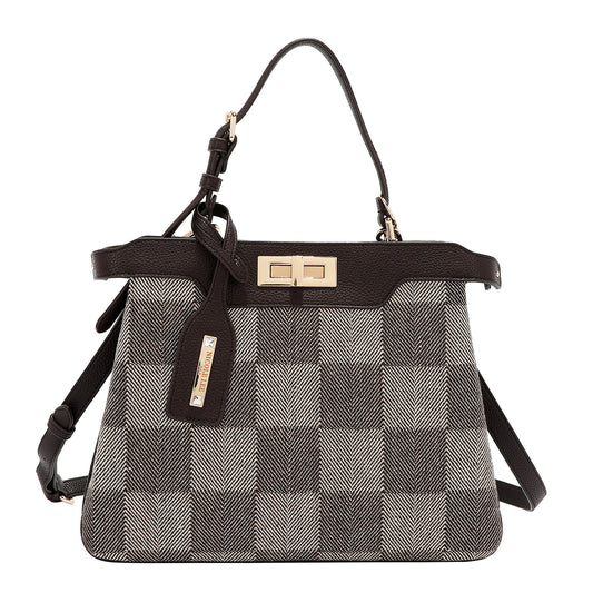 CHIC CHECK HANDBAG - P17522 BROWN