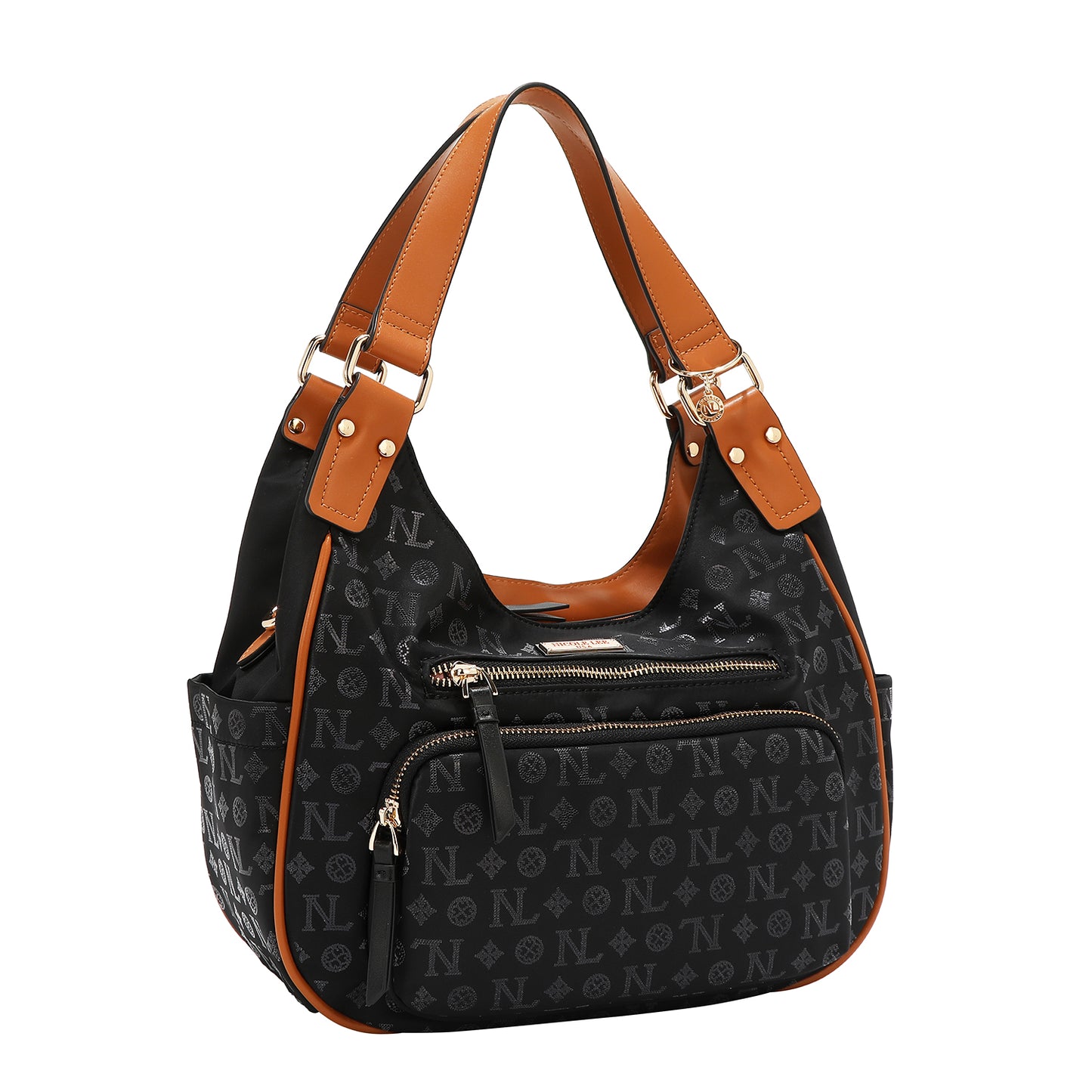 MONOGRAM LOGO SHOULDER BAG - P17526 BLACK