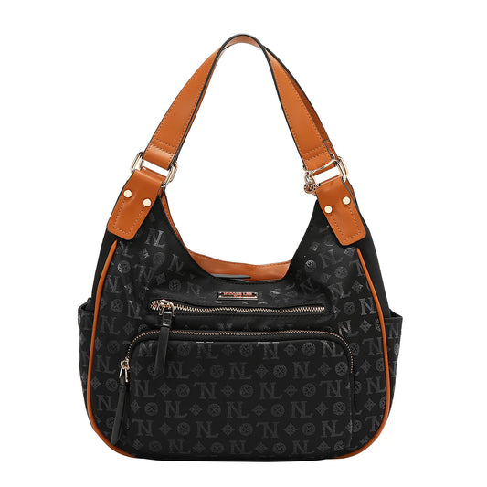 MONOGRAM LOGO SHOULDER BAG - P17526 BLACK