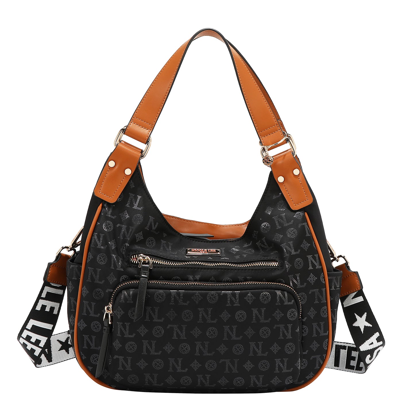 MONOGRAM LOGO SHOULDER BAG - P17526 BLACK