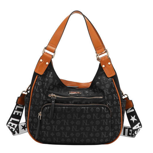 MONOGRAM LOGO SHOULDER BAG - P17526 BLACK