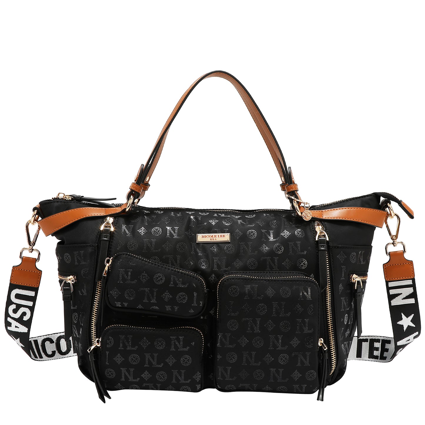MONOGRAM LOGO SHOPPER BAG -   P17528 BLACK