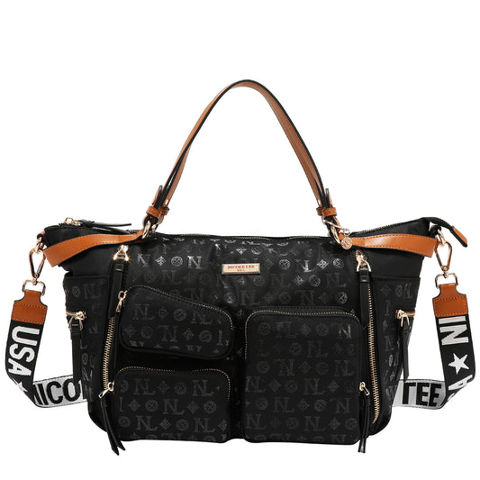 MONOGRAM LOGO SHOPPER BAG -   P17528 BLACK