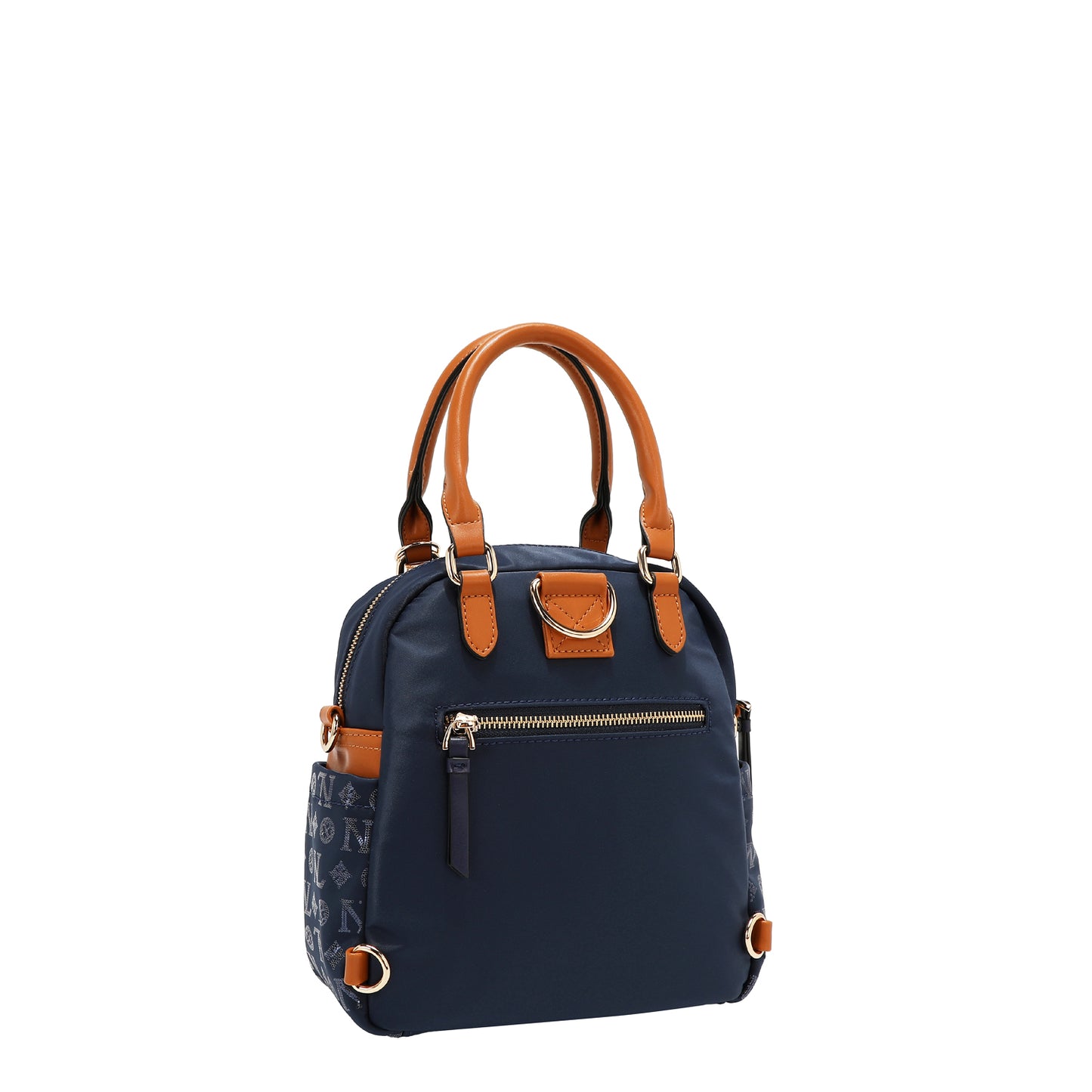 MONOGRAM LOGO MULTI-WEAR SATCHEL P17529 NAVY / BURGUNDY / BLACK