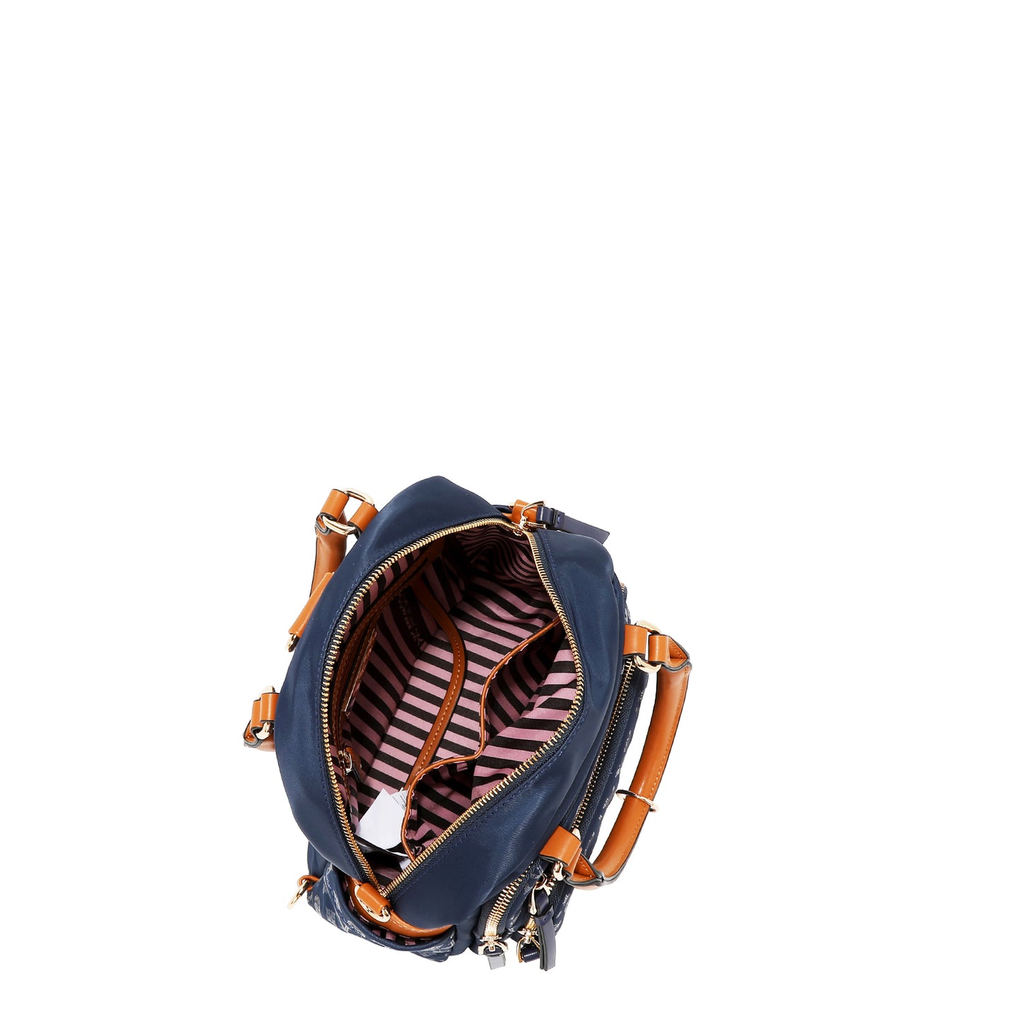 MONOGRAM LOGO MULTI-WEAR SATCHEL P17529 NAVY / BURGUNDY / BLACK