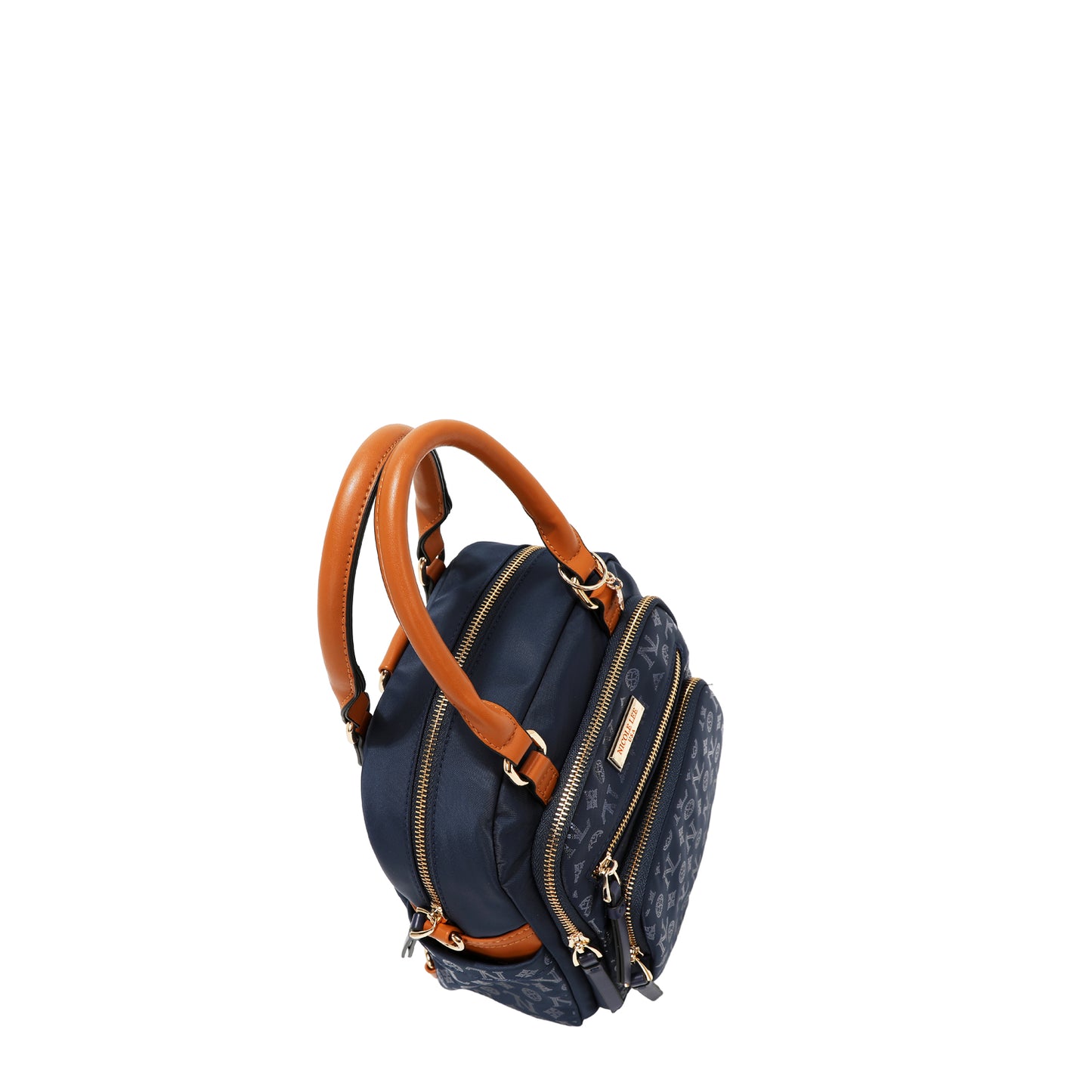 MONOGRAM LOGO MULTI-WEAR SATCHEL P17529 NAVY / BURGUNDY / BLACK