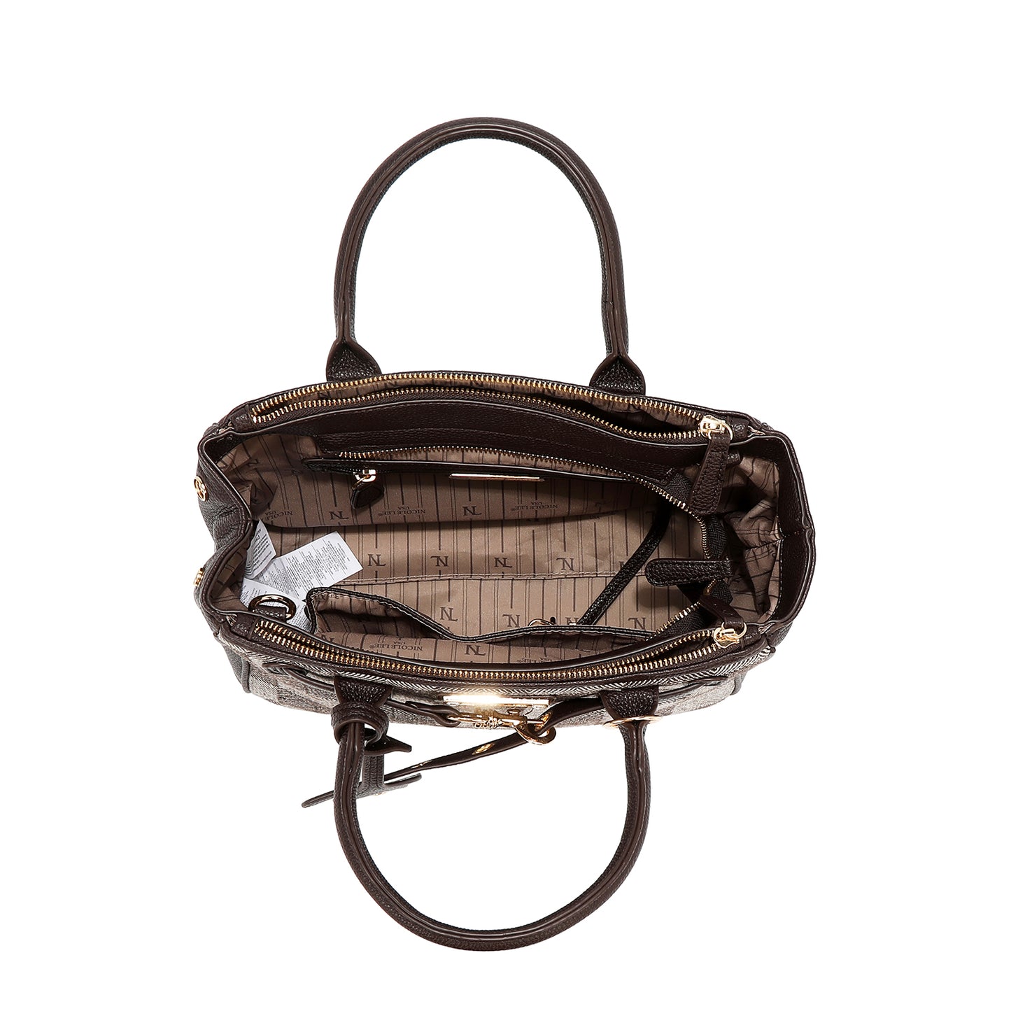 CHIC CHECK SATCHEL BAG - P17532 LIGHT BROWN /  BROWN
