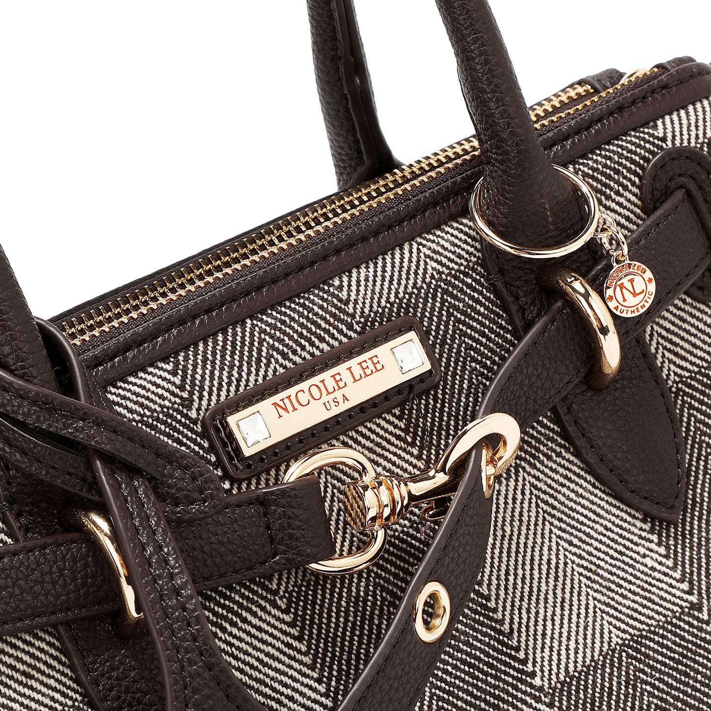 CHIC CHECK SATCHEL BAG - P17532 LIGHT BROWN /  BROWN