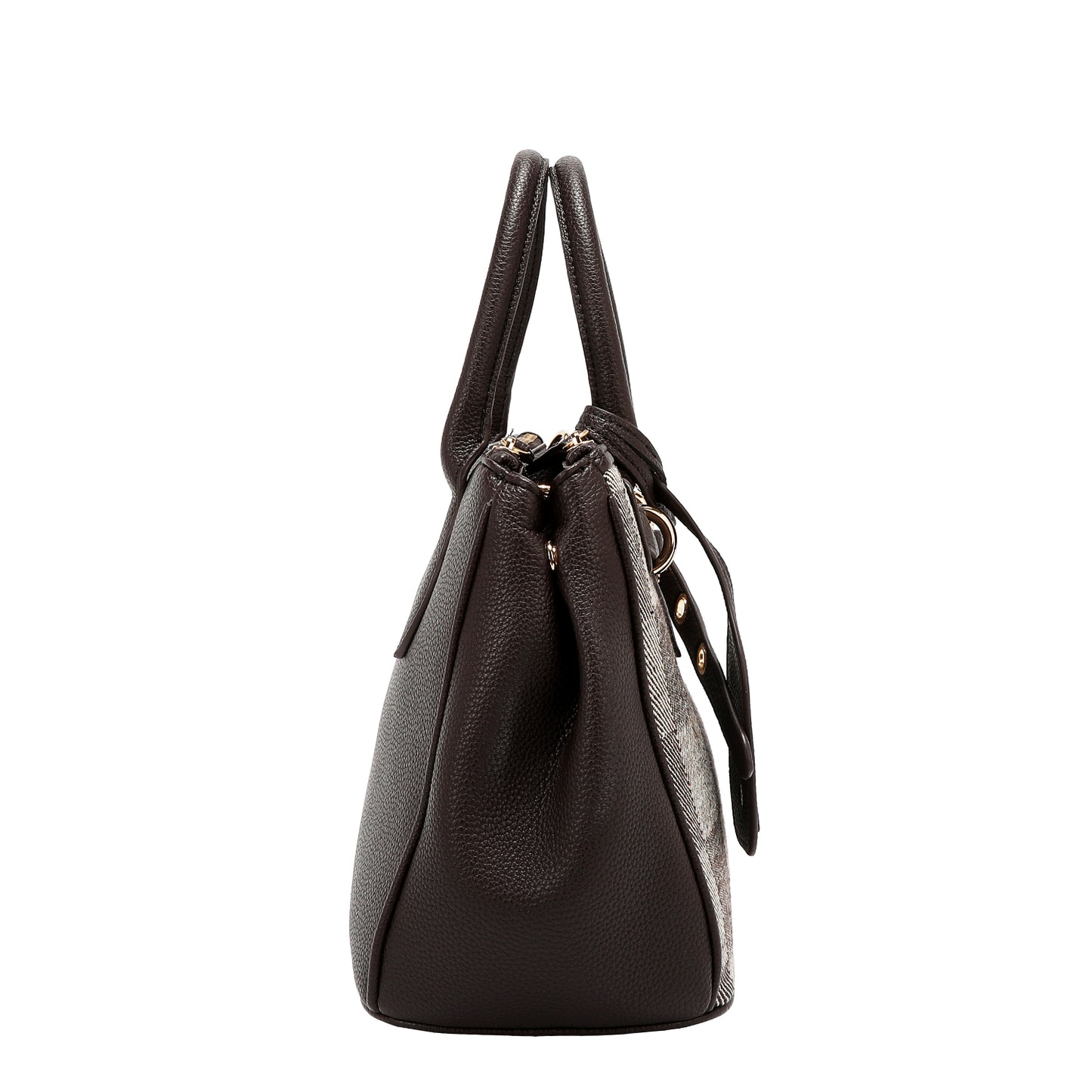 CHIC CHECK SATCHEL BAG - P17532 LIGHT BROWN /  BROWN
