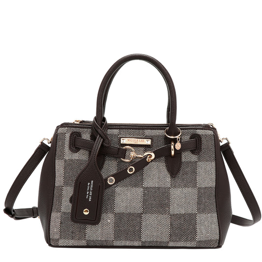 CHIC CHECK SATCHEL BAG - P17532 LIGHT BROWN /  BROWN