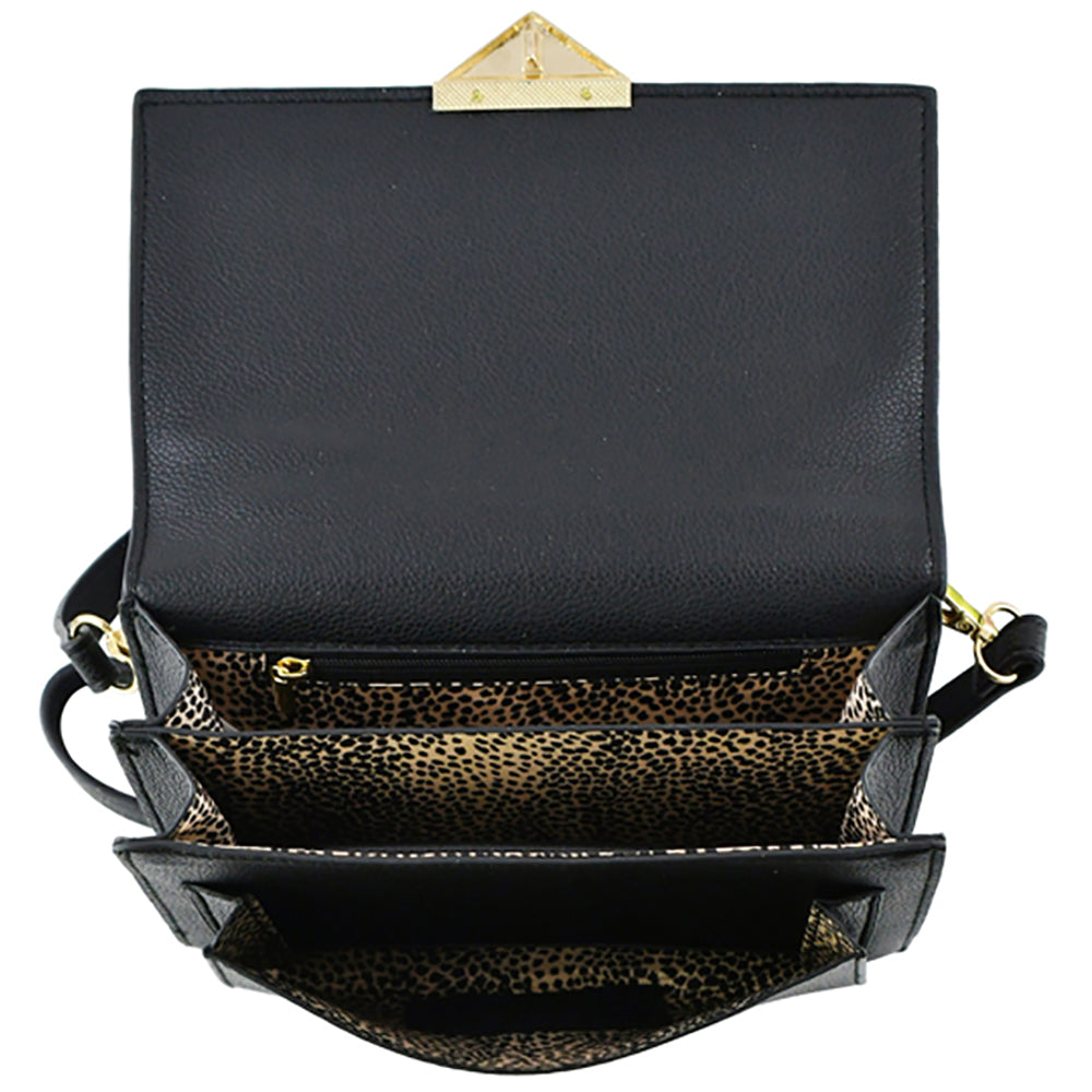 PF705 Fashion Push Lock Flap Crossbody Bag Organizer Cell Phone Purse