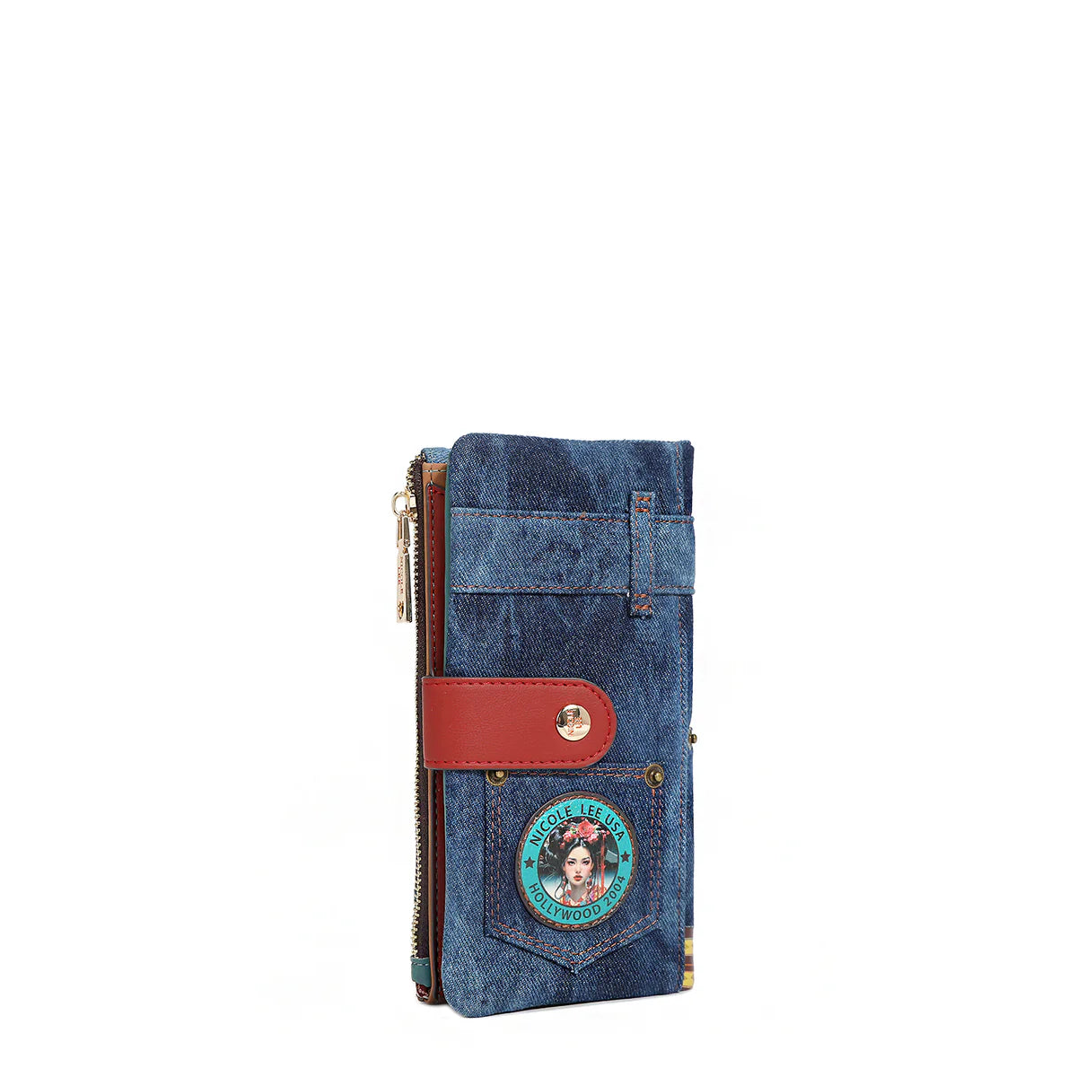 DENIM AMANDA 2 PIECE BIFOLD WALLET - PRT7455D AKIKO LA BELLEZA / LADIES NIGHT OUT /FAMILY YEARBOOK