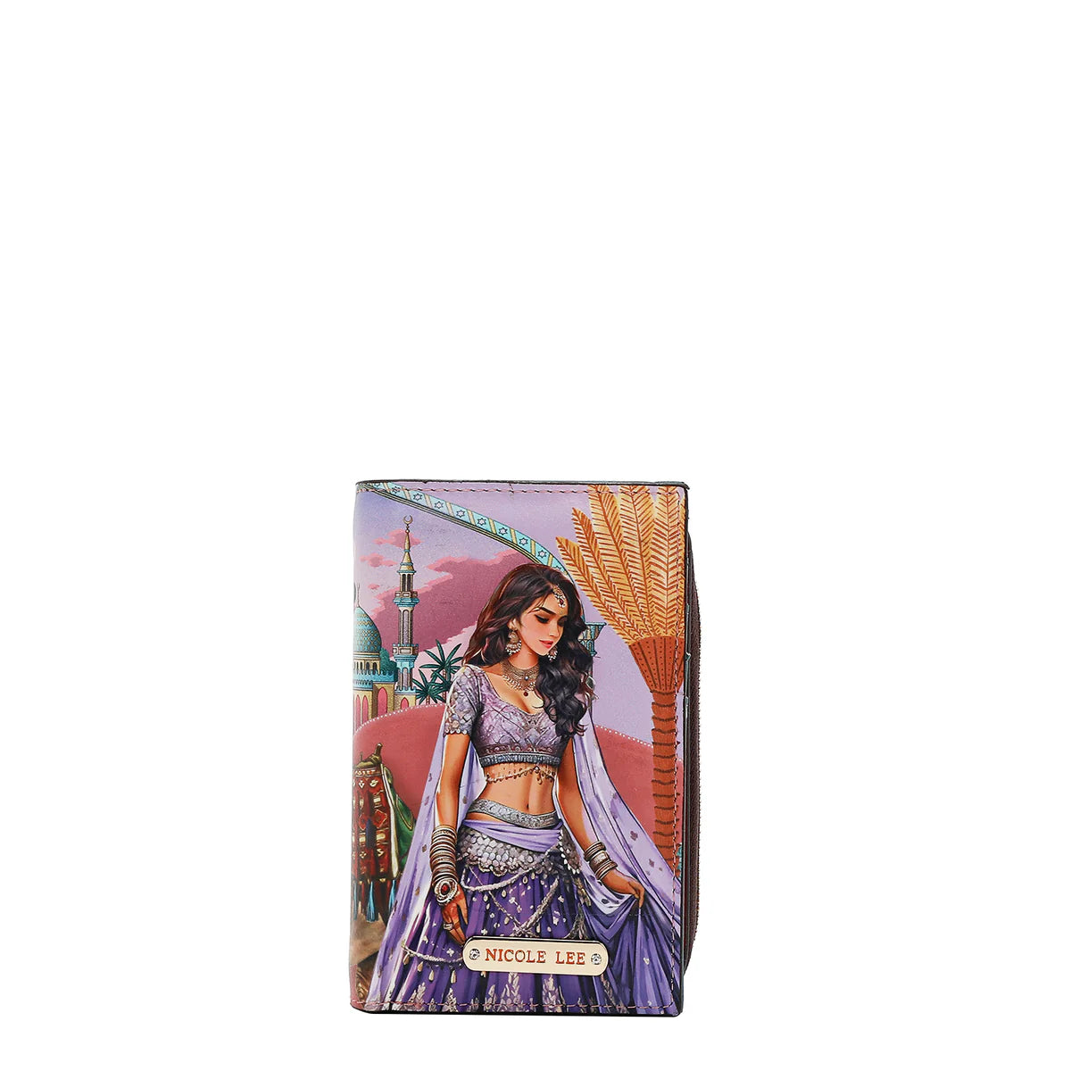 BIFOLD CENTER ZIP WALLET - PRT7702 VIRTUAL FRIEND / HOLLYWOOD DRIVE / THE QUEEN / SAMANTHA LA BELLEZA / BEST SMILE / QUEEN CLEOPARTA / DREM COMES TURE / MARTHA TRAVELS ITALY