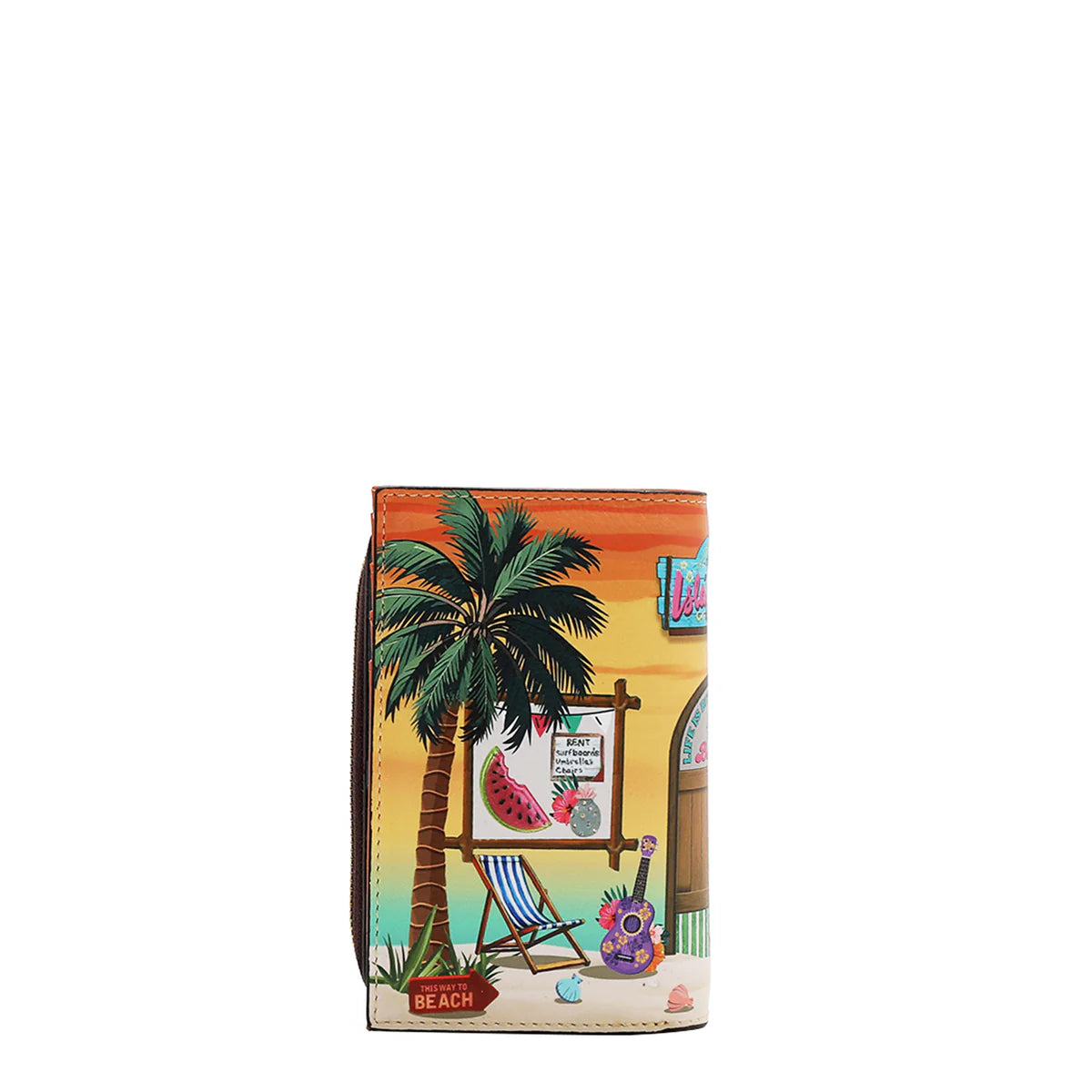 BIFOLD CENTER ZIP WALLET - PRT7702 VIRTUAL FRIEND / HOLLYWOOD DRIVE / THE QUEEN / SAMANTHA LA BELLEZA / BEST SMILE / QUEEN CLEOPARTA / DREM COMES TURE / MARTHA TRAVELS ITALY