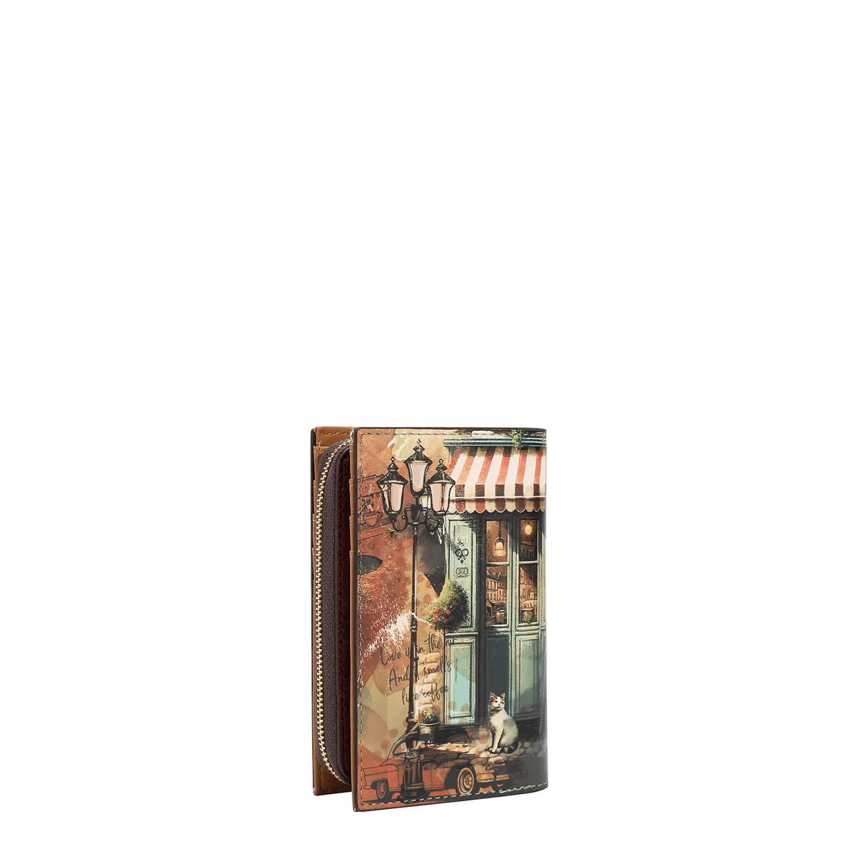 BIFOLD CENTER ZIP WALLET - PRT7702 VIRTUAL FRIEND / HOLLYWOOD DRIVE / THE QUEEN / SAMANTHA LA BELLEZA / BEST SMILE / QUEEN CLEOPARTA / DREM COMES TURE / MARTHA TRAVELS ITALY