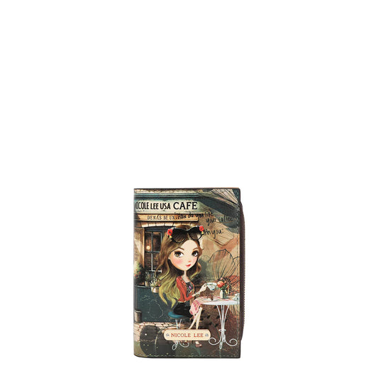 BIFOLD CENTER ZIP WALLET - PRT7702 VIRTUAL FRIEND / HOLLYWOOD DRIVE / THE QUEEN / SAMANTHA LA BELLEZA / BEST SMILE / QUEEN CLEOPARTA / DREM COMES TURE / MARTHA TRAVELS ITALY