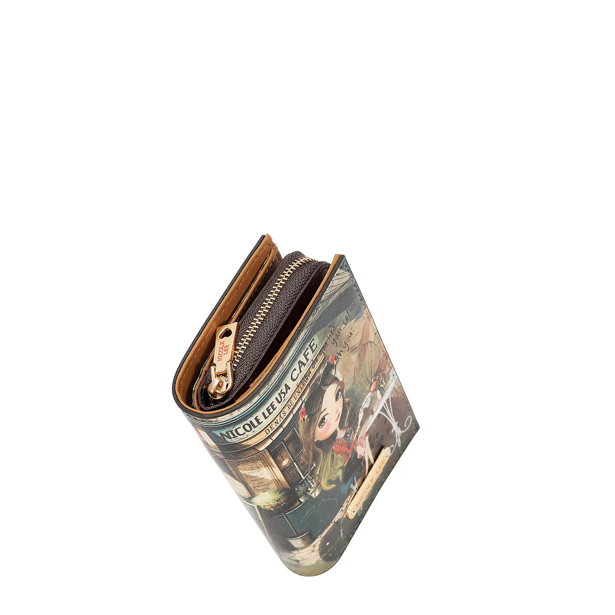 BIFOLD CENTER ZIP WALLET - PRT7702 VIRTUAL FRIEND / HOLLYWOOD DRIVE / THE QUEEN / SAMANTHA LA BELLEZA / BEST SMILE / QUEEN CLEOPARTA / DREM COMES TURE / MARTHA TRAVELS ITALY