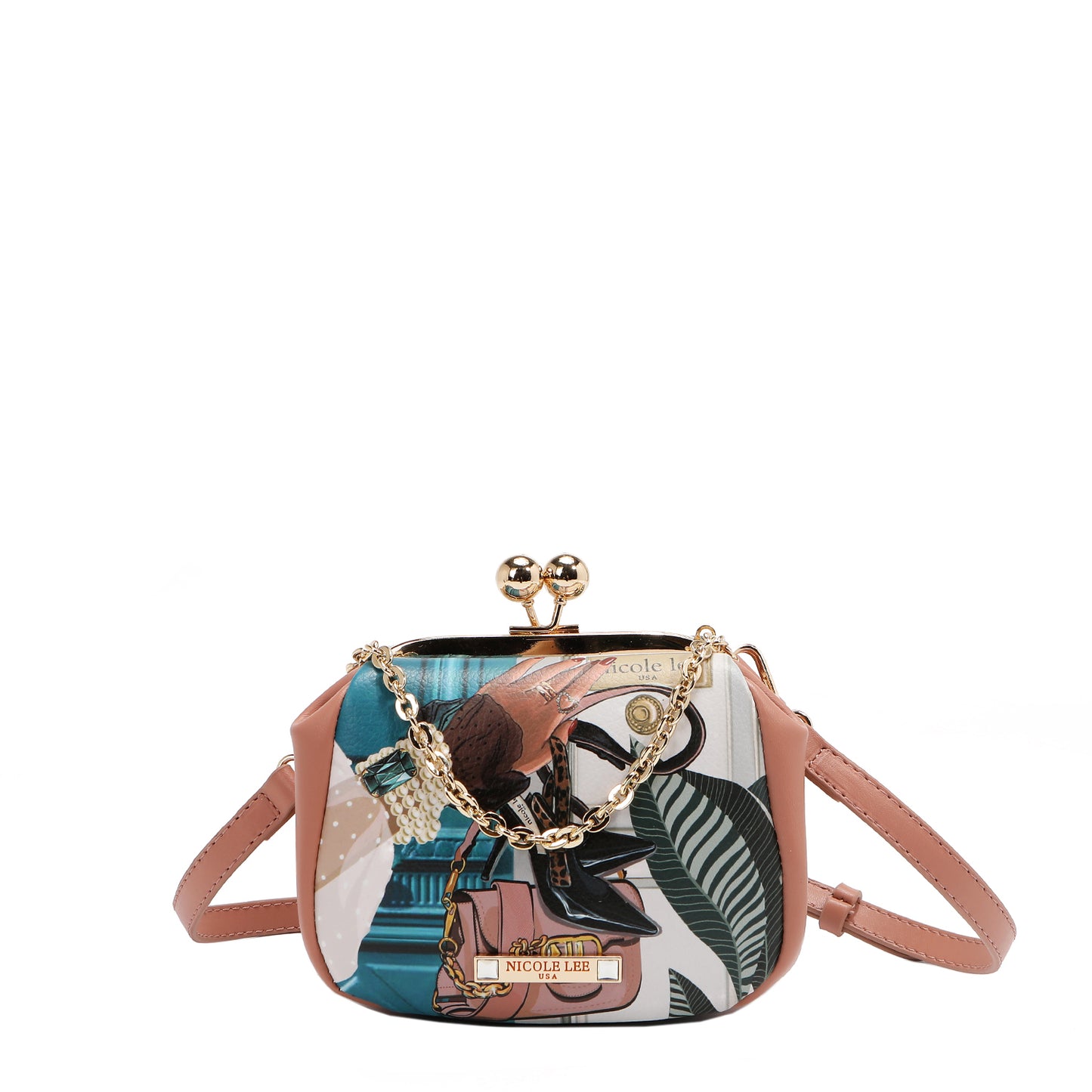 KISS LOCK CROSSBODY MINI BAG -  PRT7803 EMOTION / VIRTUAL FRIEND / SAMANTHA LA BELLEZA / MARTHA TRAVEL ITALY / DREAM COMES TURE / QUEEN CLEOPATRA / SUN AND SAND / NAIL POLISH / VIOLET BLOSSOM