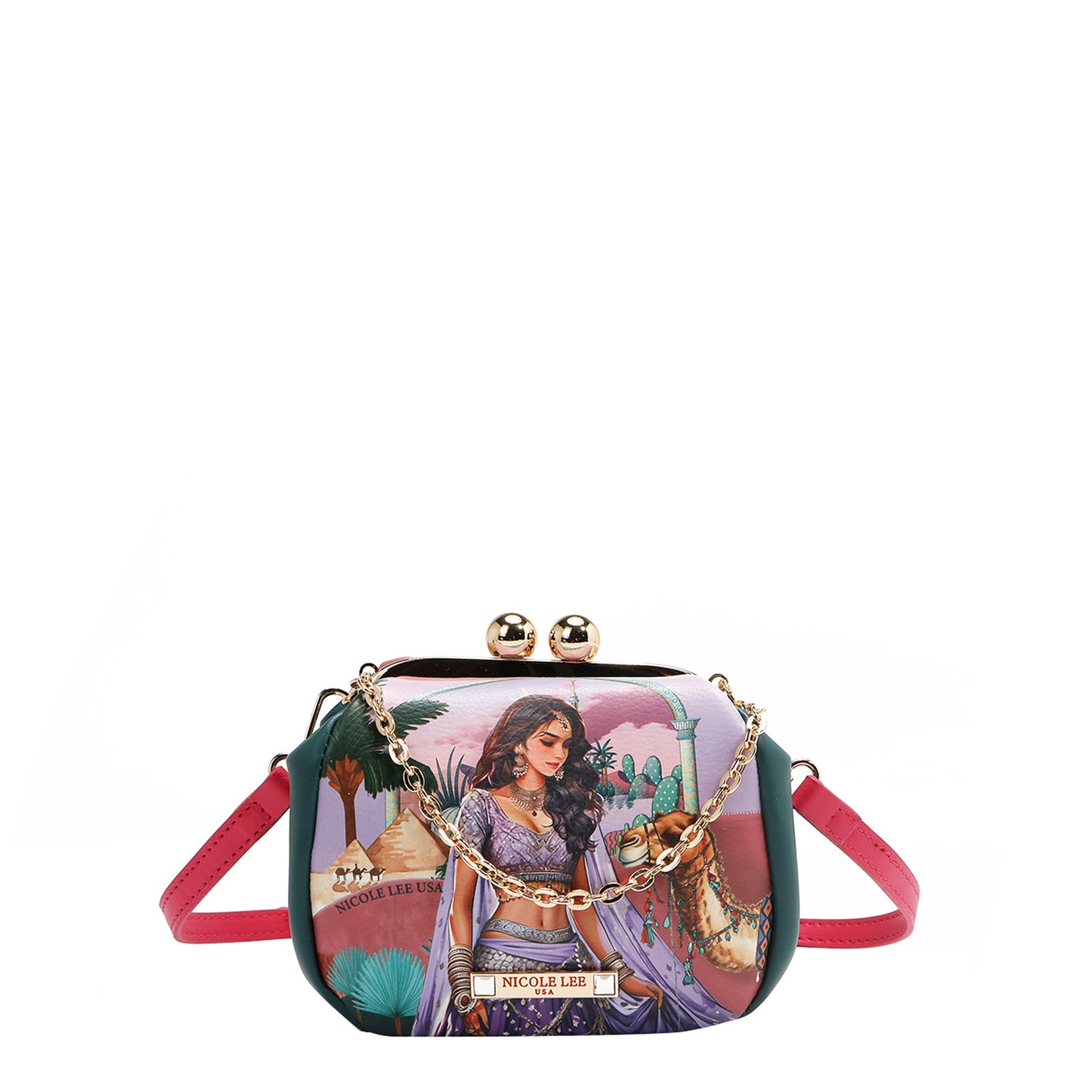 KISS LOCK CROSSBODY MINI BAG -  PRT7803 EMOTION / VIRTUAL FRIEND / SAMANTHA LA BELLEZA / MARTHA TRAVEL ITALY / DREAM COMES TURE / QUEEN CLEOPATRA / SUN AND SAND / NAIL POLISH / VIOLET BLOSSOM