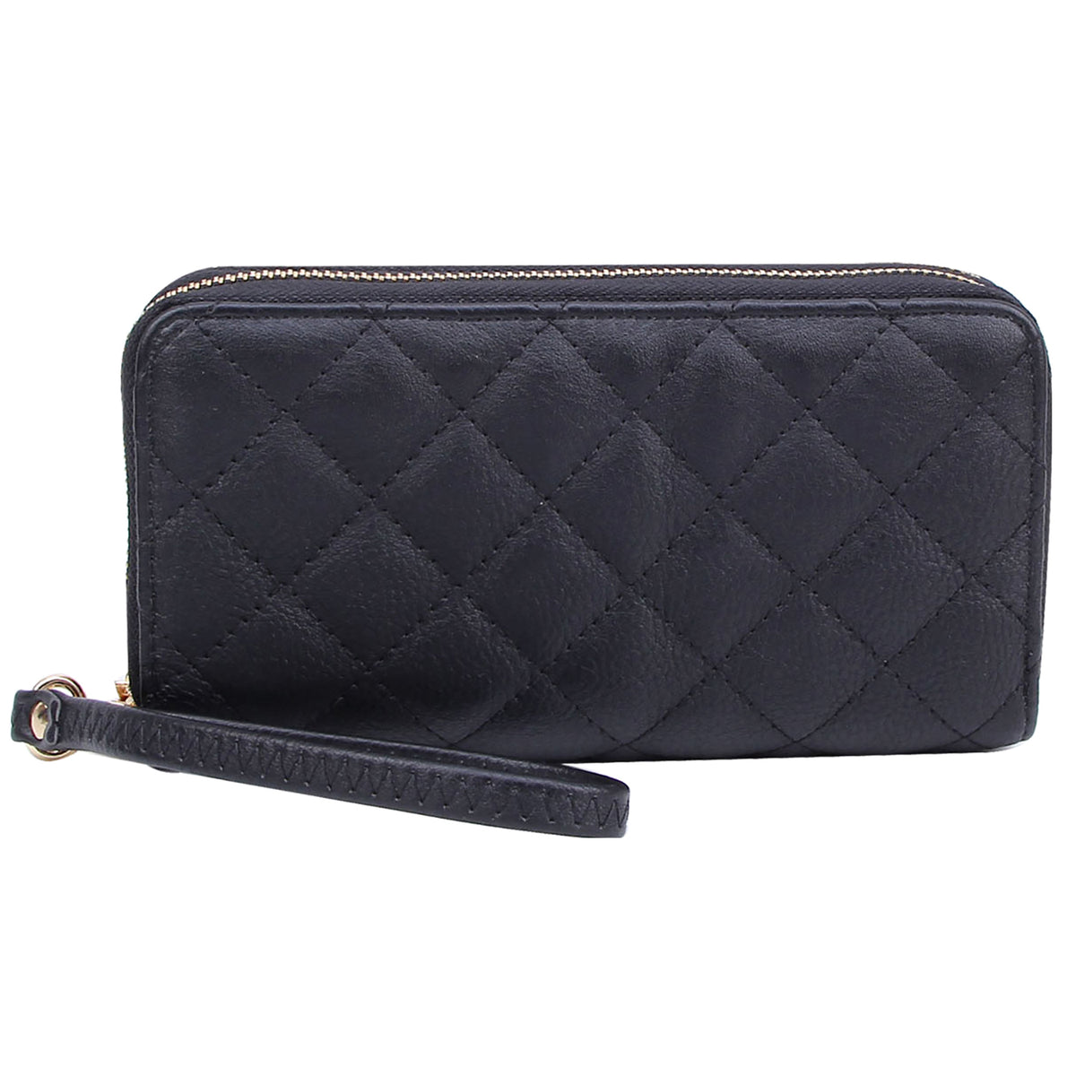 QW0012 Quilted Double Zip Around Wallet Wristlet