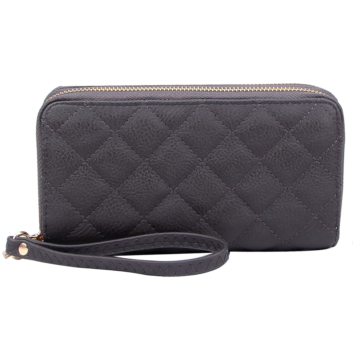 QW0012 Quilted Double Zip Around Wallet Wristlet