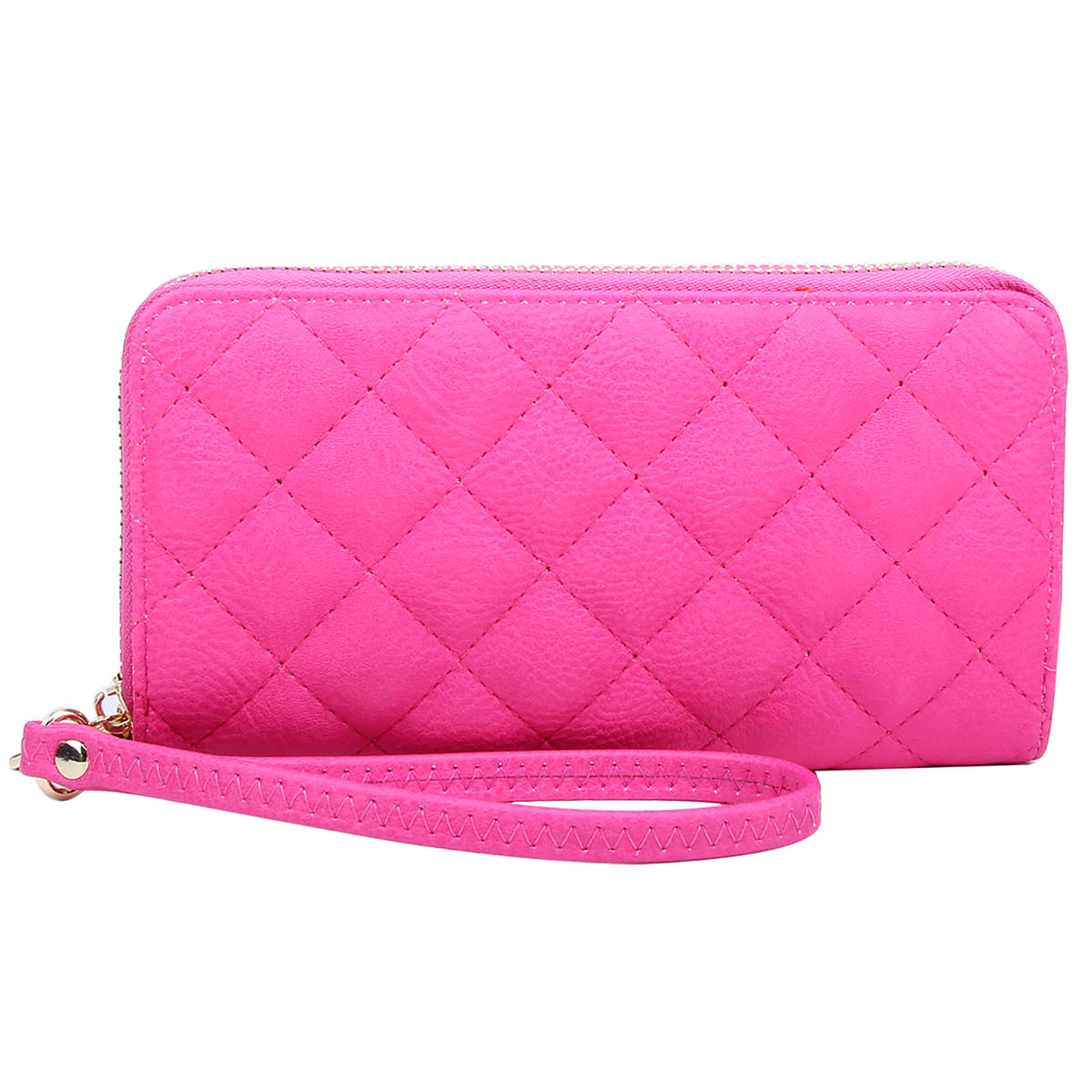 QW0012 Quilted Double Zip Around Wallet Wristlet