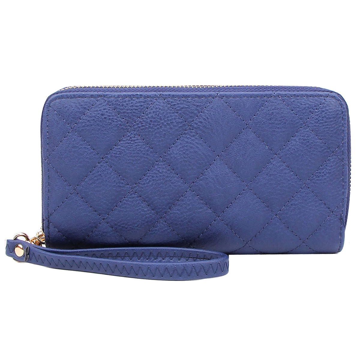 QW0012 Quilted Double Zip Around Wallet Wristlet