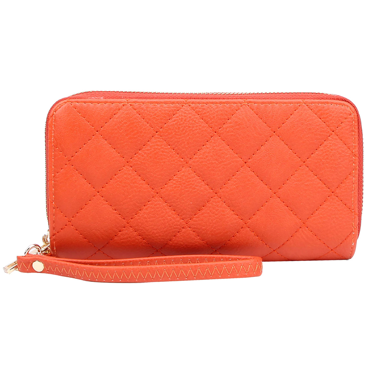 QW0012 Quilted Double Zip Around Wallet Wristlet