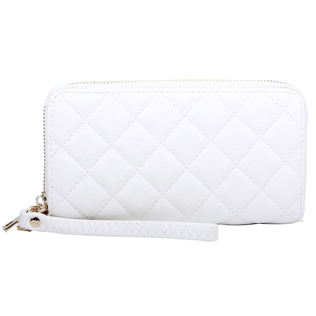 QW0012 Quilted Double Zip Around Wallet Wristlet