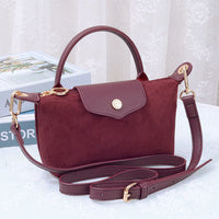 SD781 Suede Flap Top Handle Crossbody Bag
