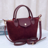 SD782 Suede Flap Top Handle Satchel Crossbody Bag