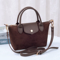 SD782 Suede Flap Top Handle Satchel Crossbody Bag