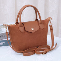 SD782 Suede Flap Top Handle Satchel Crossbody Bag