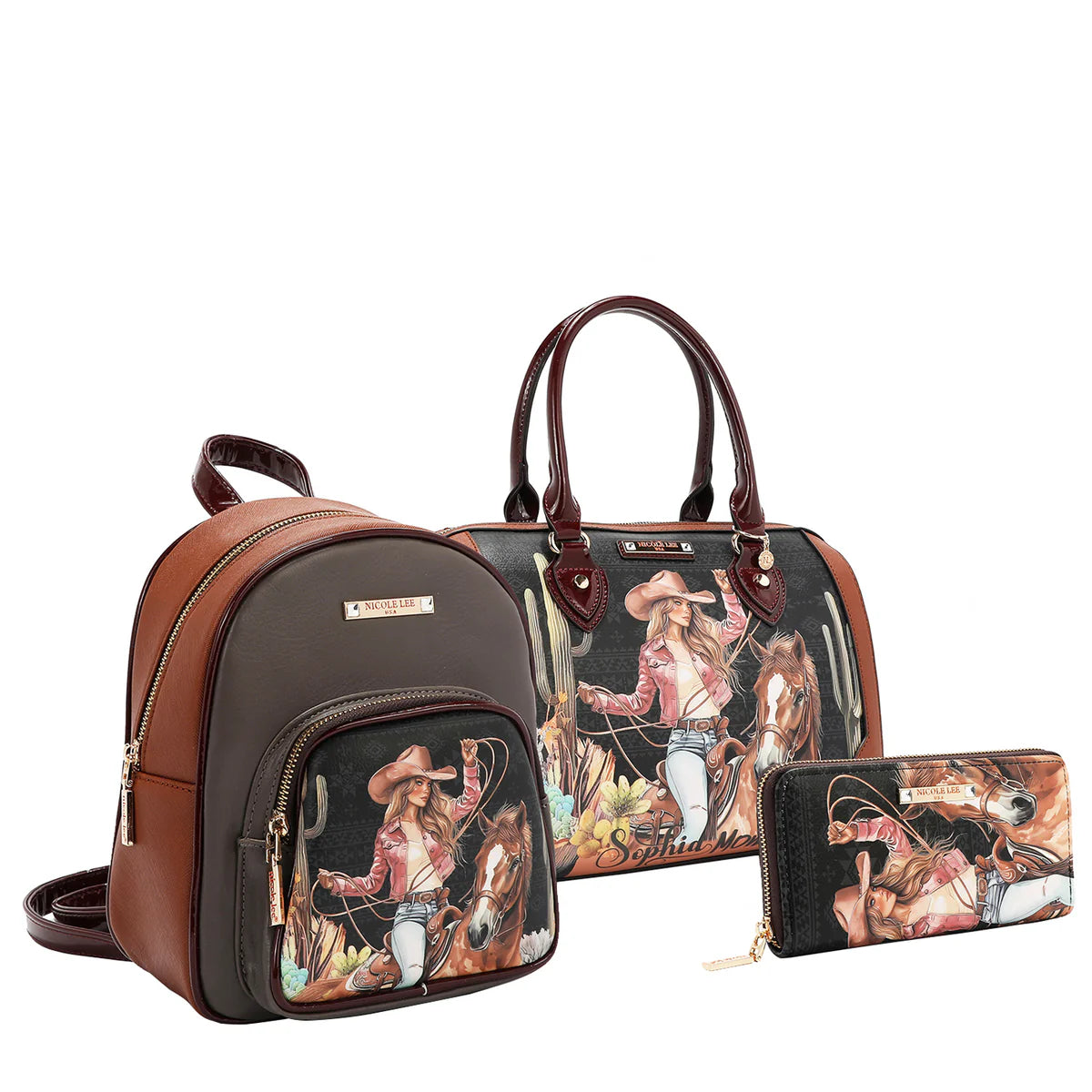 SOFIA MONTANA 3 PIECE SET (BOSTON, MINI BACKPACK, WALLET) - SET17113 SOFIA MONTANA