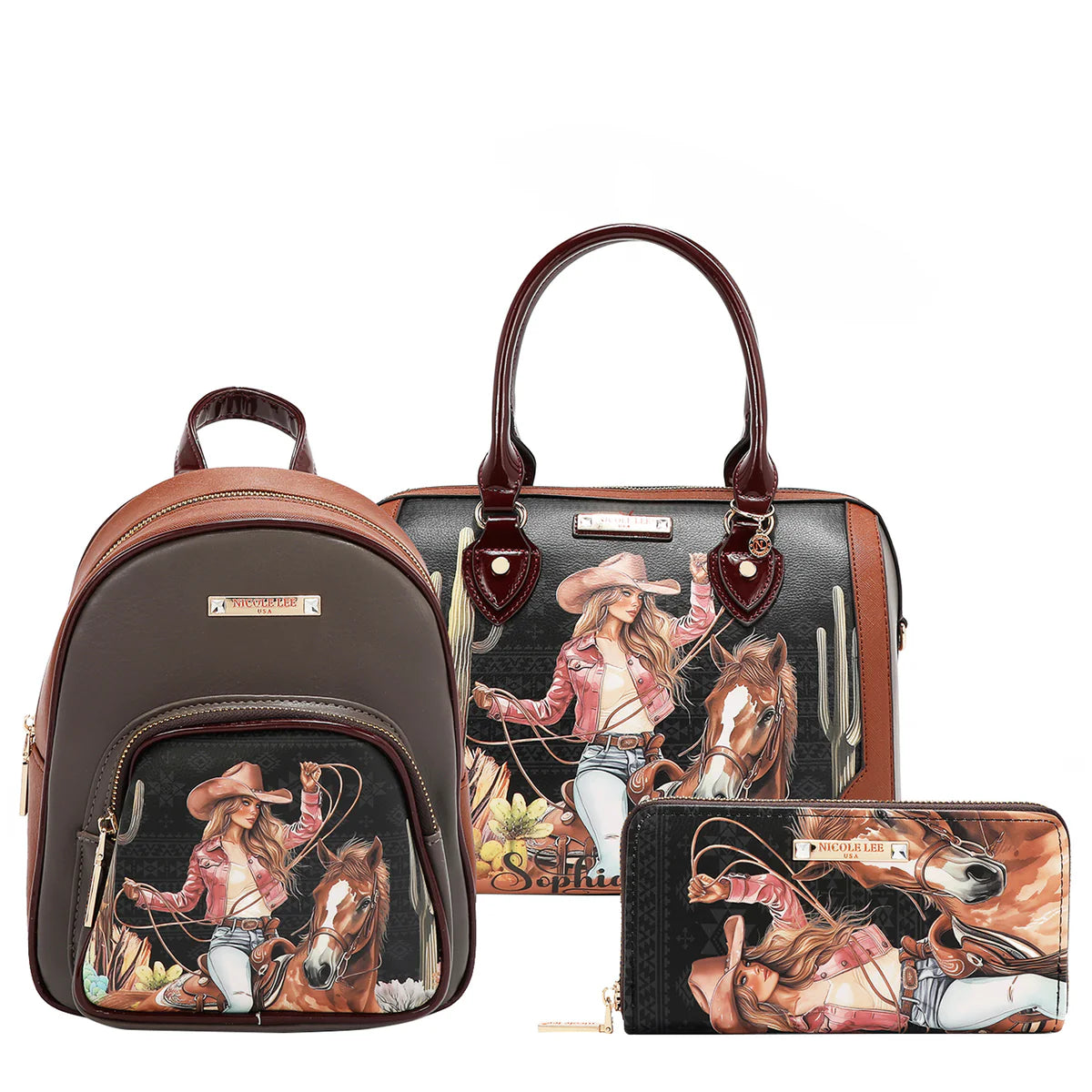 SOFIA MONTANA 3 PIECE SET (BOSTON, MINI BACKPACK, WALLET) - SET17113 SOFIA MONTANA
