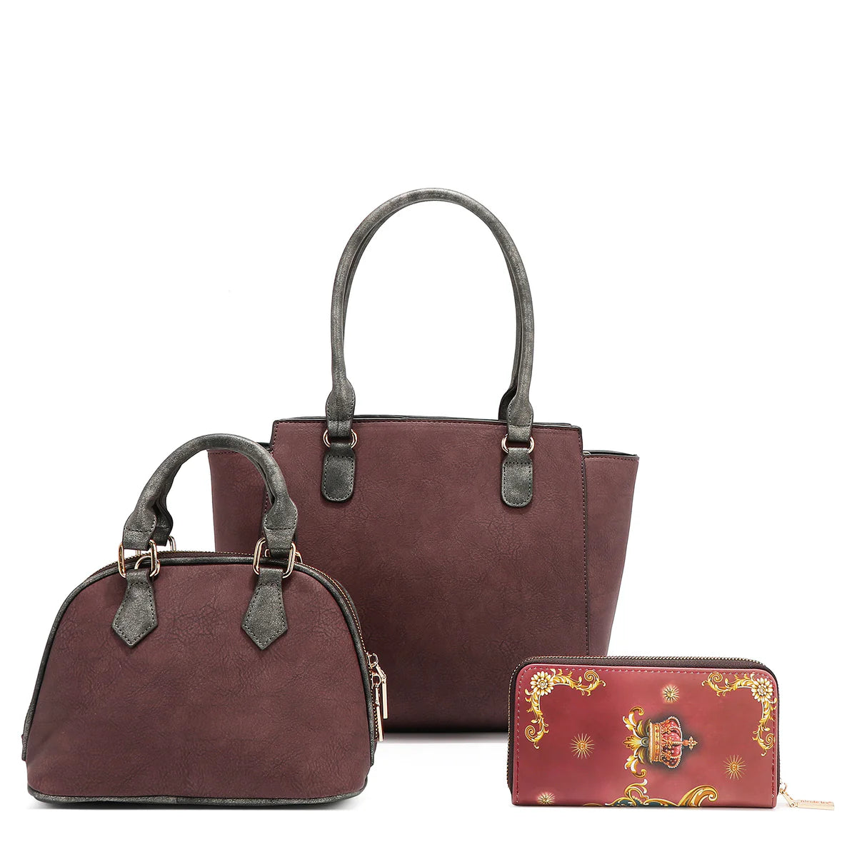 THE QUEEN 3 PIECE SET (Handbag, Crossbody, Wallet) - SET17117 THE QUEEN