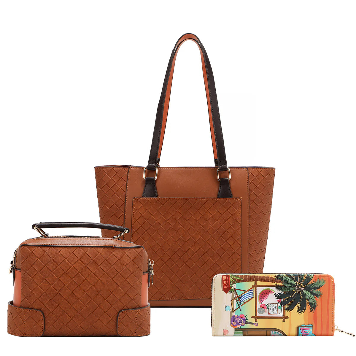 SUN AND SAND 3 PIECE SET (Handbag, Crossbody, Wallet) - SET17297 SUN AND SAND