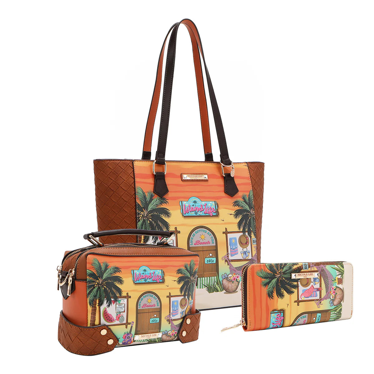SUN AND SAND 3 PIECE SET (Handbag, Crossbody, Wallet) - SET17297 SUN AND SAND