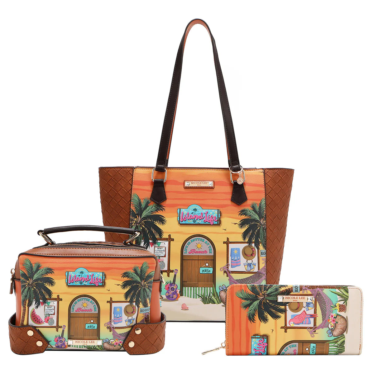 SUN AND SAND 3 PIECE SET (Handbag, Crossbody, Wallet) - SET17297 SUN AND SAND