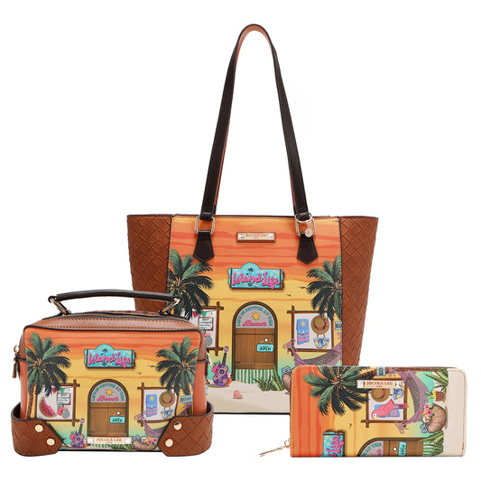 SUN AND SAND 3 PIECE SET (Handbag, Crossbody, Wallet) - SET17297 SUN AND SAND