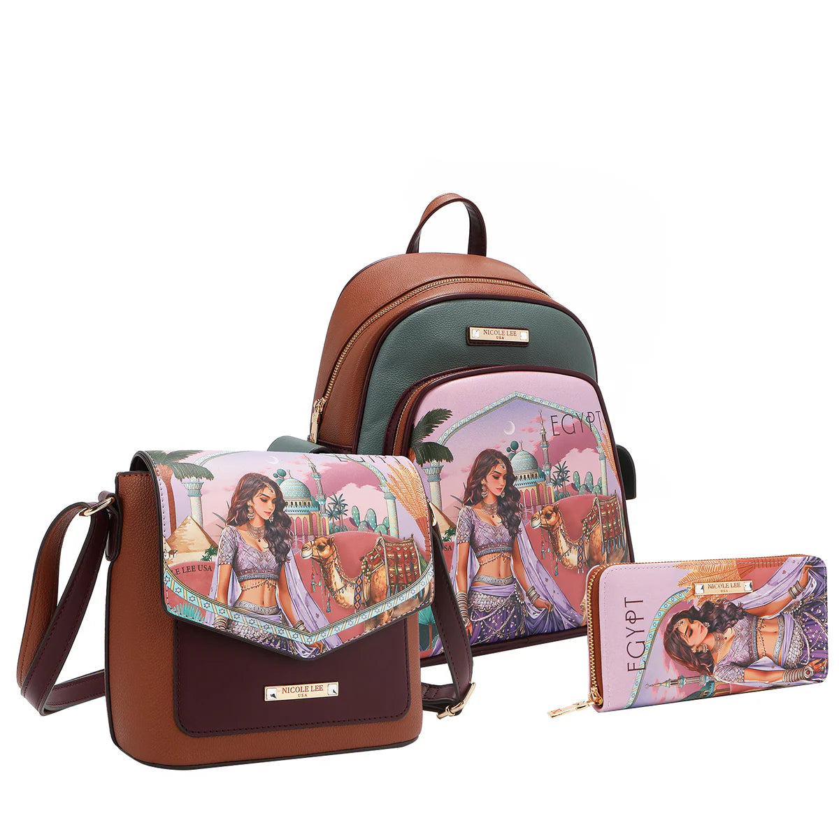 QUEEN CLEOPATRA 3 PIECE SET (BACKPACK, CROSSBODY, WALLET) - SET17298 QUEEN CLEOPATRA
