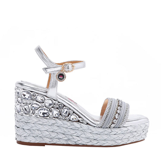 KALI ESPADRILLE WEDGE SANDAL -   SNDL23102 GOLD /  SILVER / BLUE / PINK / LAVENDER / BLACK