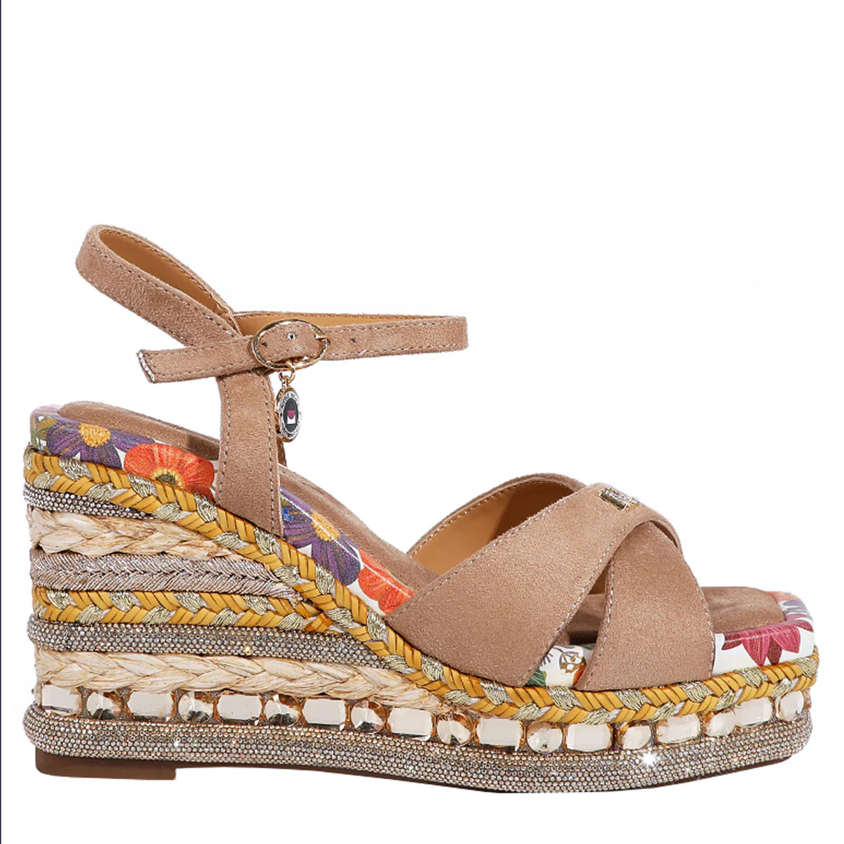 BONNIE ESPADRILLE WEDGE SANDAL - SNDL23103 HOT PINK / BLACK / BEIGE