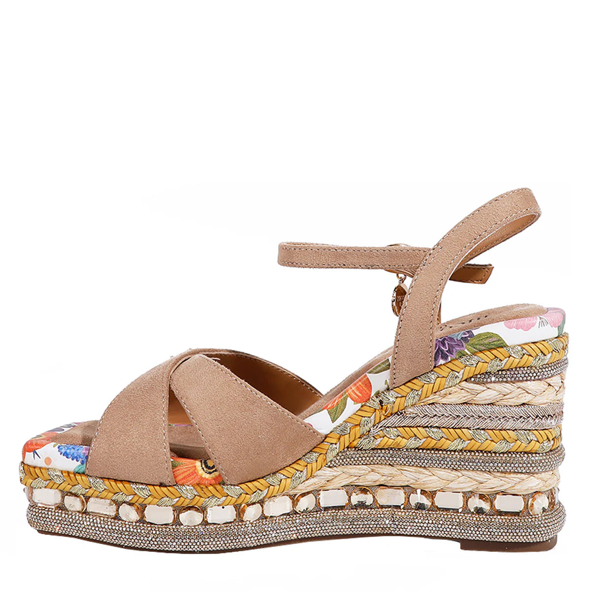 BONNIE ESPADRILLE WEDGE SANDAL - SNDL23103 HOT PINK / BLACK / BEIGE