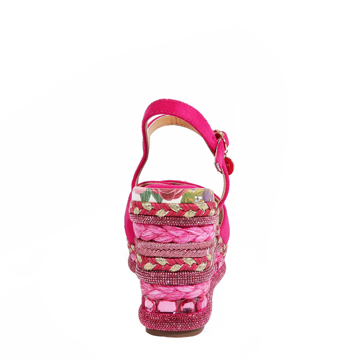 BONNIE ESPADRILLE WEDGE SANDAL - SNDL23103 HOT PINK / BLACK / BEIGE