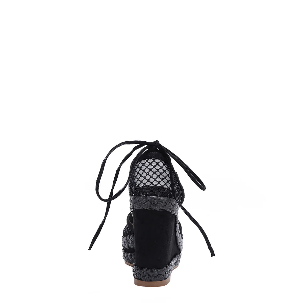 MAYA WRAP ESPADRILLE WEDGE SANDAL -  SNDL23104 BLACK / GOLD / SILVER