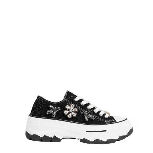 BIJOUX FASHION SNEAKERS - SNK23100 BLACK / BURGUNDY